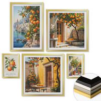 WANDBILDER 5er Set - 50x50 cm & 20x30 cm & 40x60 cm Goldrahmen - Stadtansichten von Gebäuden - Goldfarben, Kunststoff (40/60cm) - ArtPrintCave