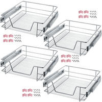 TELESKOPSCHUBLADE 4er Set, einfache Montage,grau - Grau, Metall (47/14/44cm) - tectake