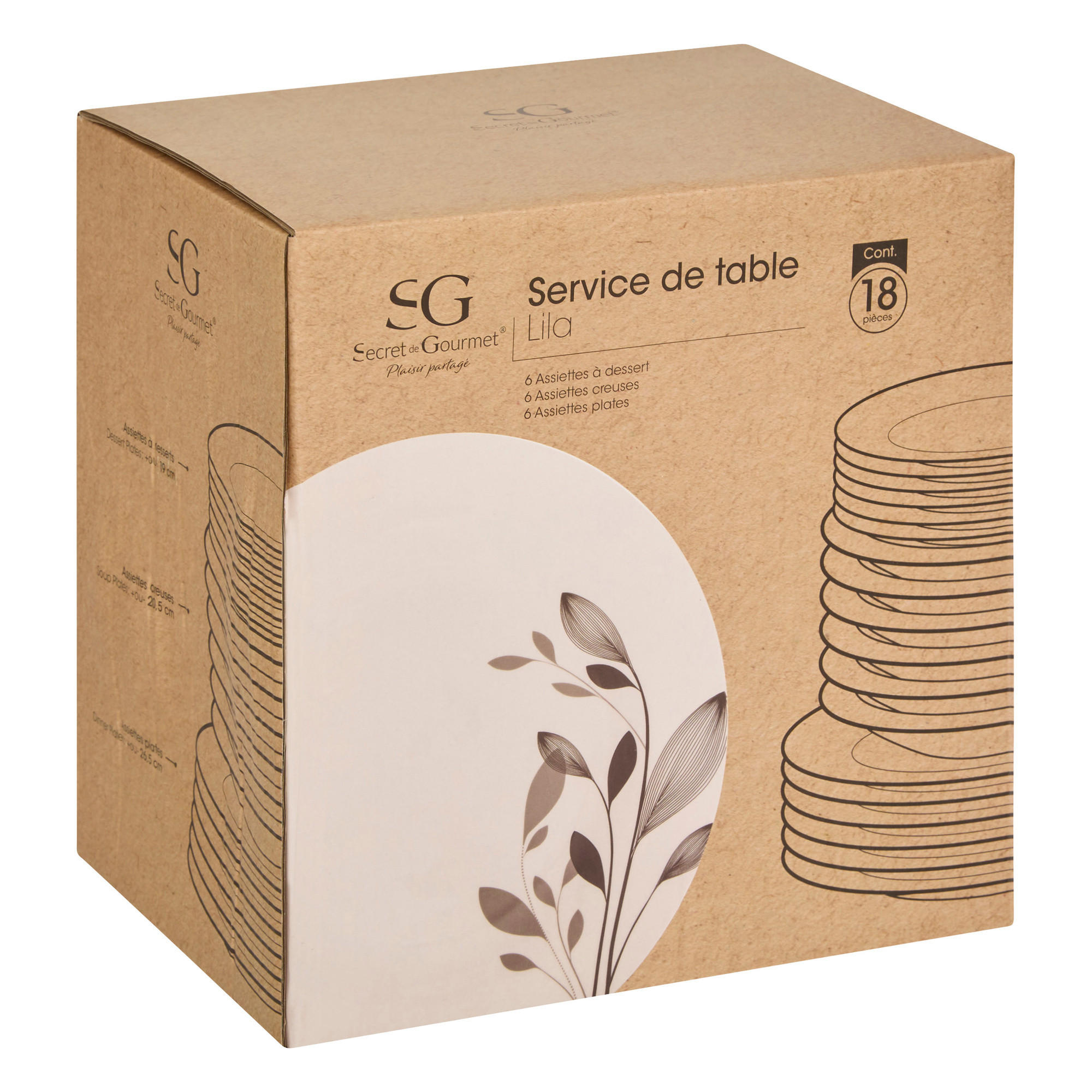 PORZELLANSERVICE für 6 Personen Lila Weiß 26,5/26,5/2,6 cm - Weiß, Keramik (26.5cm) - Secret de Gourmet