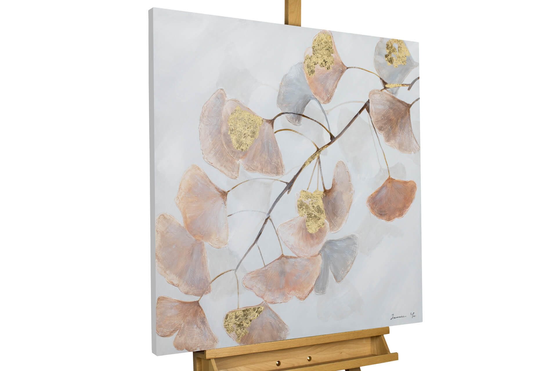 ACRYLBILD HANDGEMALT 80/80 cm - Beige/Braun, Holz/Textil (80/80cm) - KUNSTLOFT