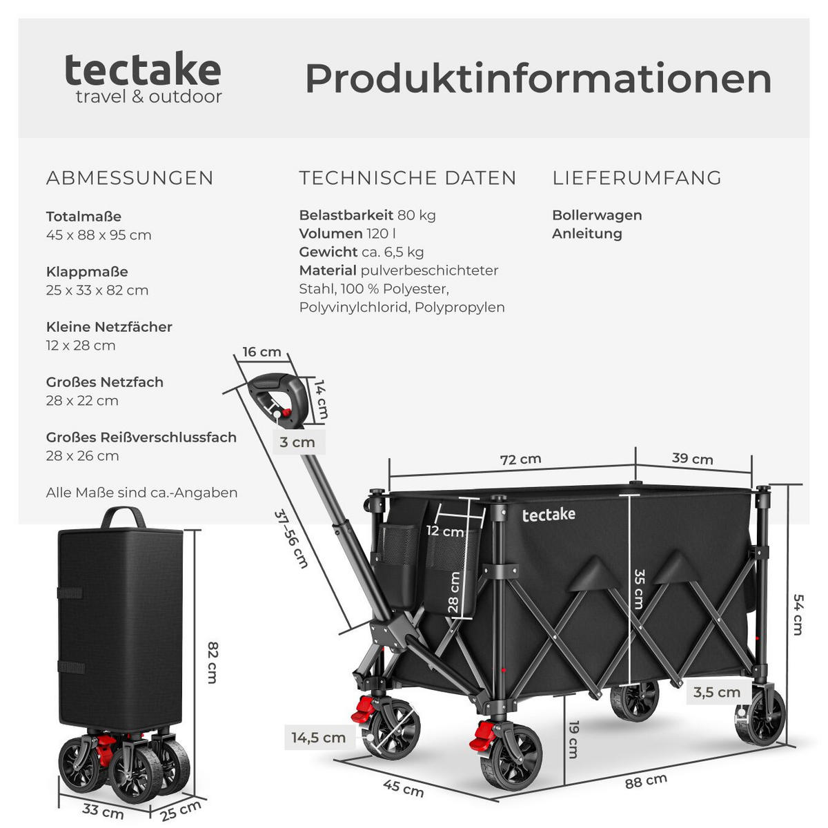 BOLLERWAGEN Rollrider, inklusive Einlegeboden, Belastbarkeit 80 kg, schwarz - Schwarz, Kunststoff (45/95/88cm) - tectake