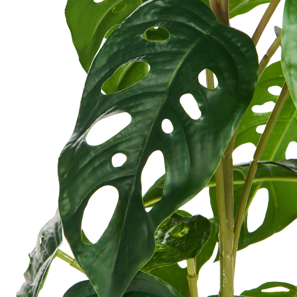 KUNSTPFLANZE im Blumentopf 53 cm Grün/Schwarz Monstera Adansonii - Schwarz/Grün, Kunststoff (53cm) - Beliani