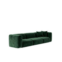 SOFA 3-Sitzer, Velvet-Stoff Bluvel, Grün, GRETA - Grün, Holz (319/70/89cm) - Kaiser Möbel