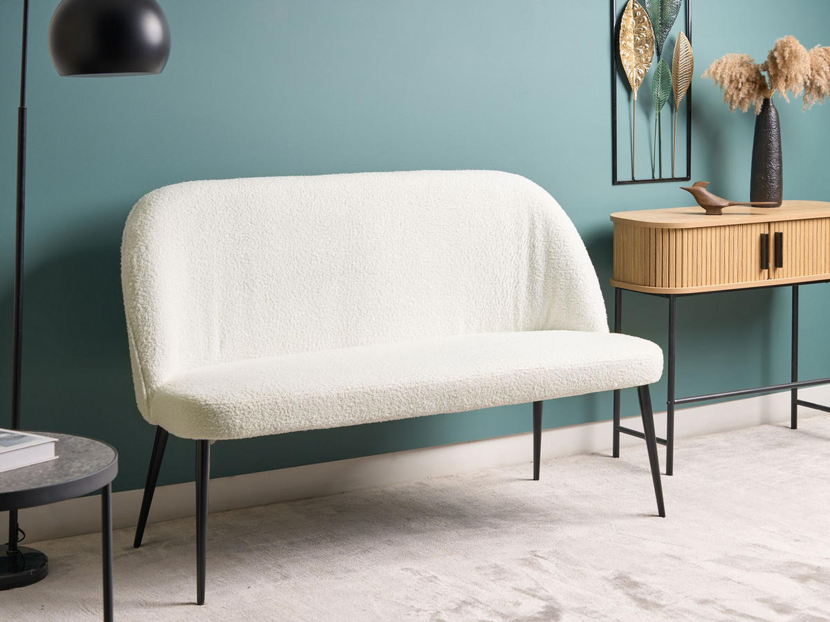 2-SITZER-KÜCHENSOFA Bouclé weiß Osby - Schwarz/Weiß, Textil (130/85/49cm) - Beliani