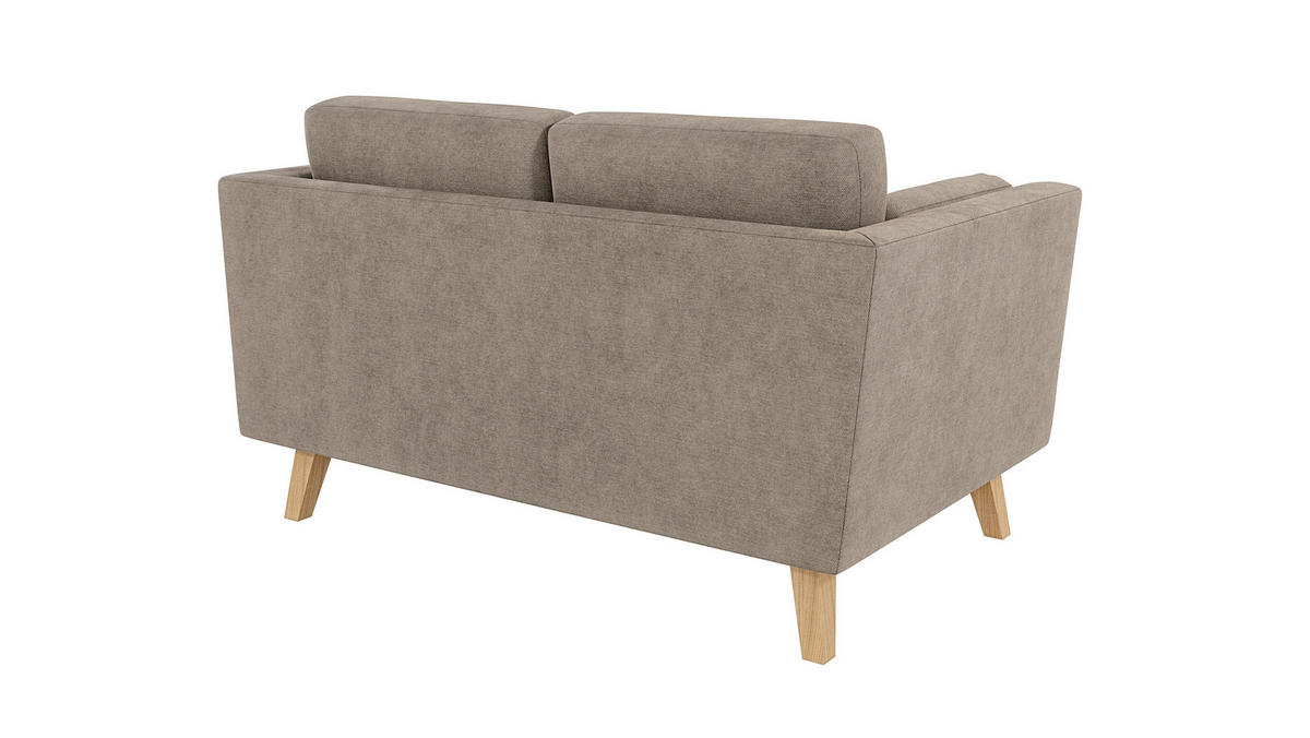 2-SITZER-SOFA Mario Dunkelbeige Microfaser - Hellbraun/Beige, Holz/Buchenholz (152/90/89cm) - S-Style Möbel
