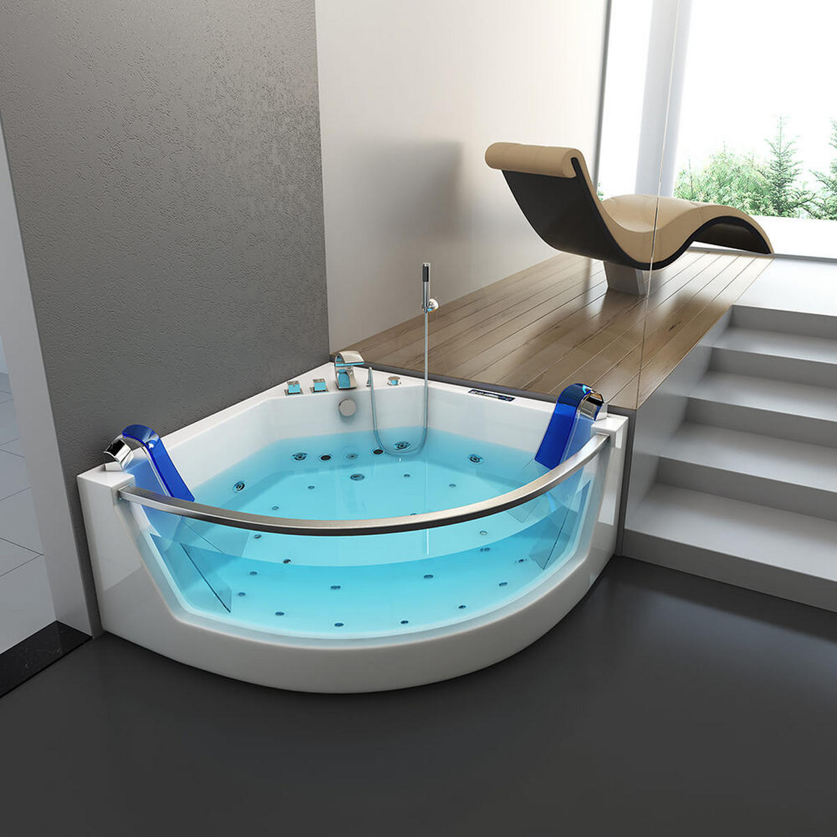 WHIRLPOOL ATLANTIC - Größe: L - Weiß, Keramik (140/64/140cm) - Home Deluxe