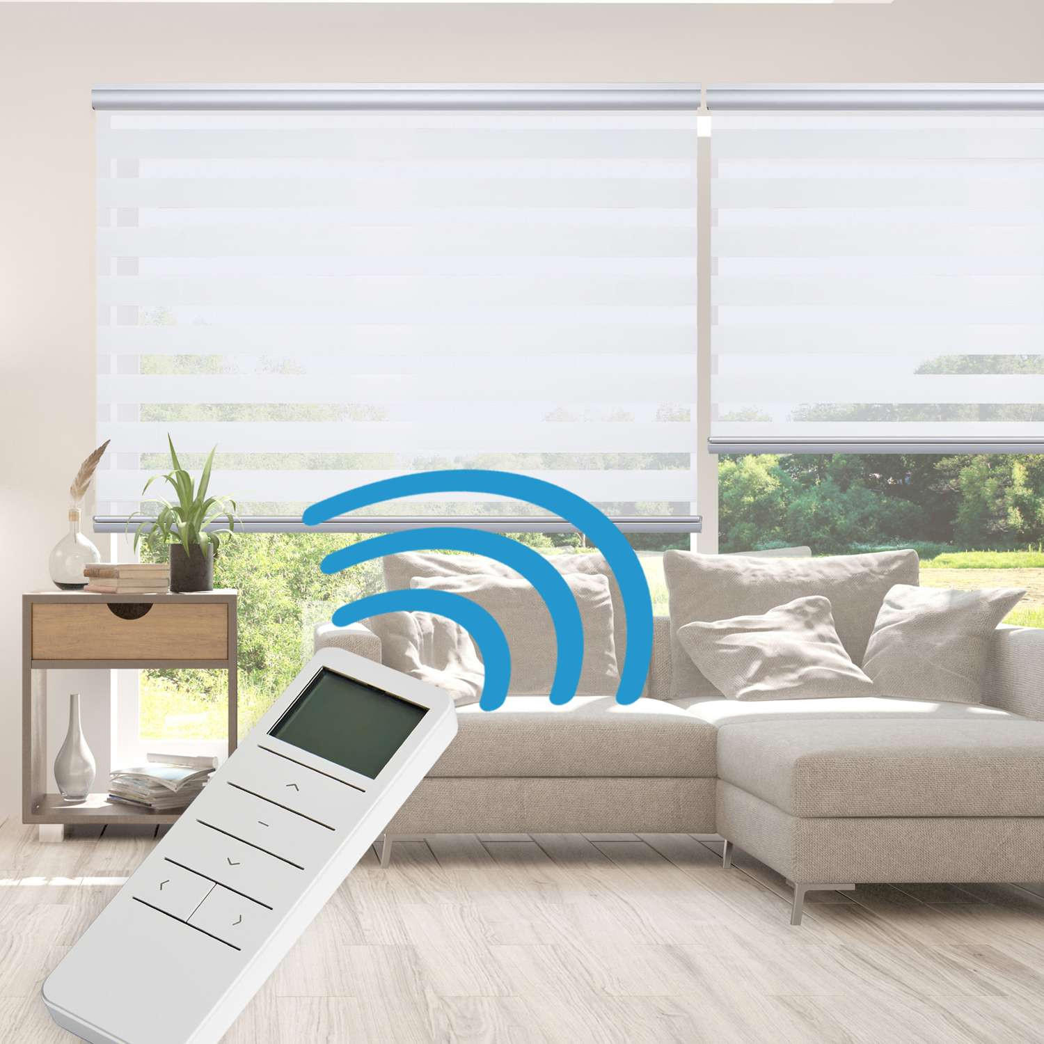 DOPPELROLLO Motorisiertes Weiß 200x250 cm - Weiß, Kunststoff (200/250cm) - STORESDECO