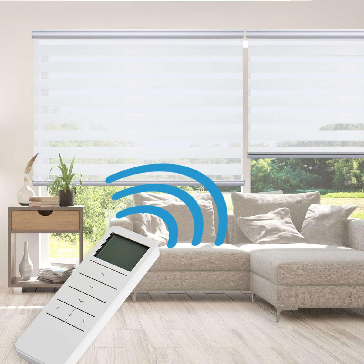 DOPPELROLLO Motorisiertes Weiß 200x250 cm - Weiß, Kunststoff (200/250cm) - STORESDECO
