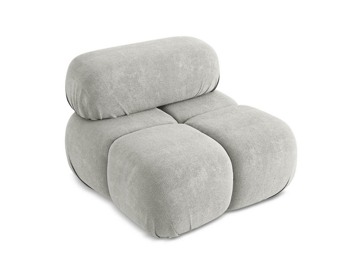 SESSEL Chenille Stoff Grau - Hellgrau/Schwarz, Kunststoff/Textil (96/70/95cm) - Makamii