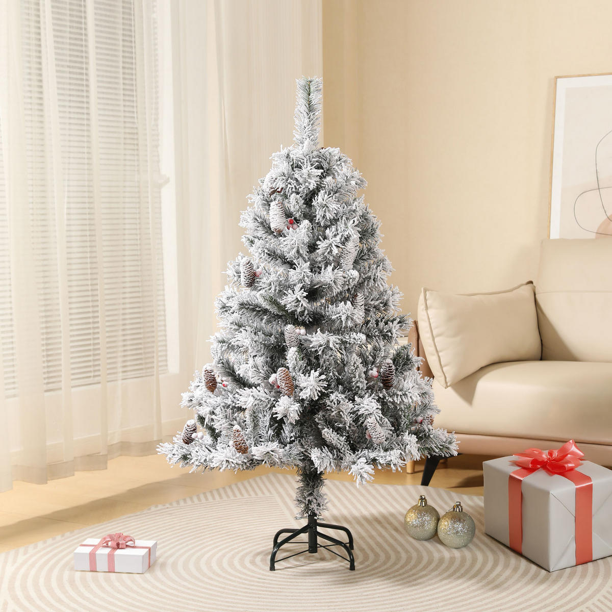 WEIHNACHTSBAUM künstlich - Weiß, Kunststoff (90/150cm) - SVITA