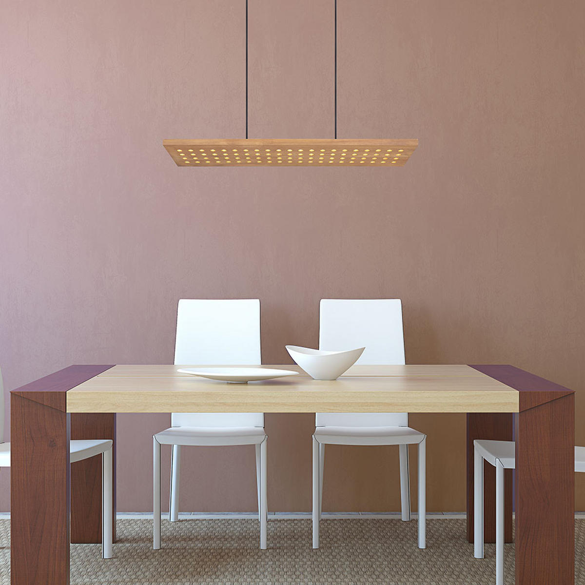 LED HÄNGELEUCHTE Metall Holzoptik Braun - Braun, Holz (80/20/120cm) - Globo Lighting