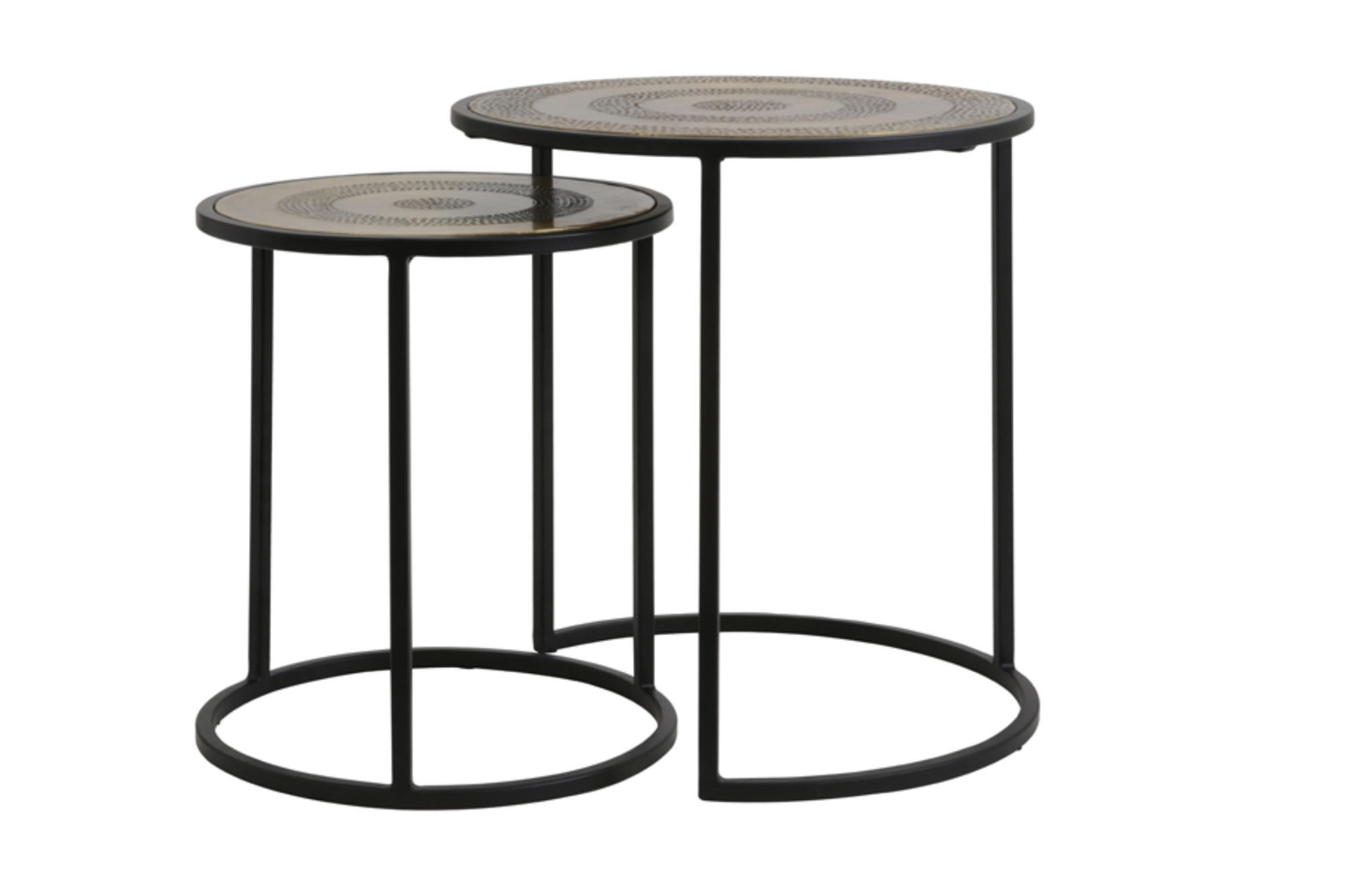 BEISTELLTISCH Kome Schwarz Ø50/52 cm 2er-Set - Schwarz, Metall (50/50/52cm) - Light & Living