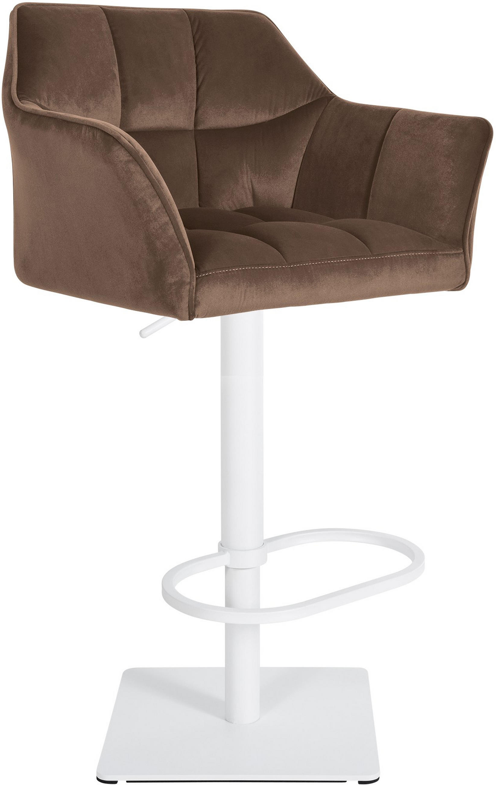 BARHOCKER Damaskus W Samt braun - Braun/Weiß, Textil/Metall (64/110/48cm) - TPFLiving