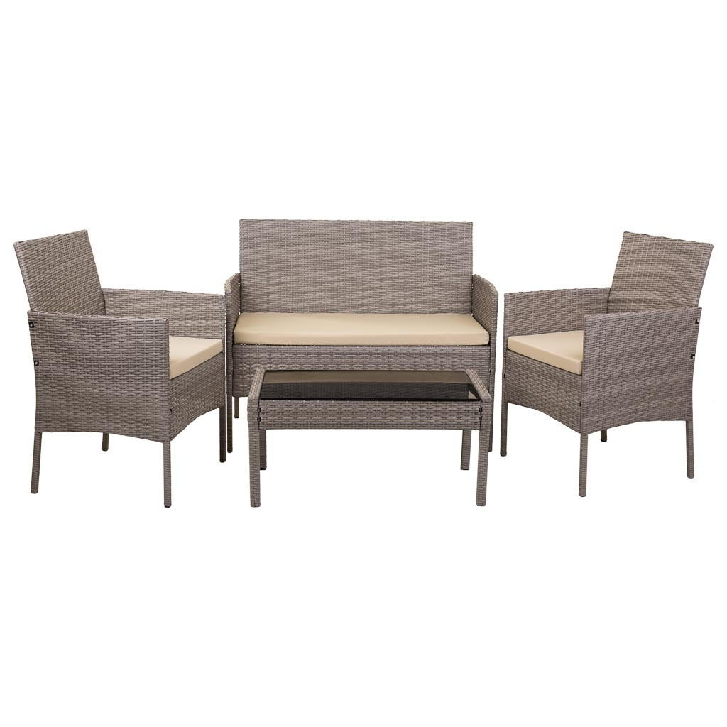 TISCH, SOFA und SESSEL, 4-tlg, grau - Grau, Naturmaterialien - Wanderlust