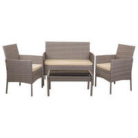TISCH, SOFA und SESSEL, 4-tlg, grau - Grau, Naturmaterialien - Wanderlust