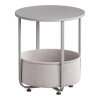 BEISTELLTISCH DE-37220 rund mit Stoffkorb Grau - Grau, Metall (45/45/50cm) - ComfortXL