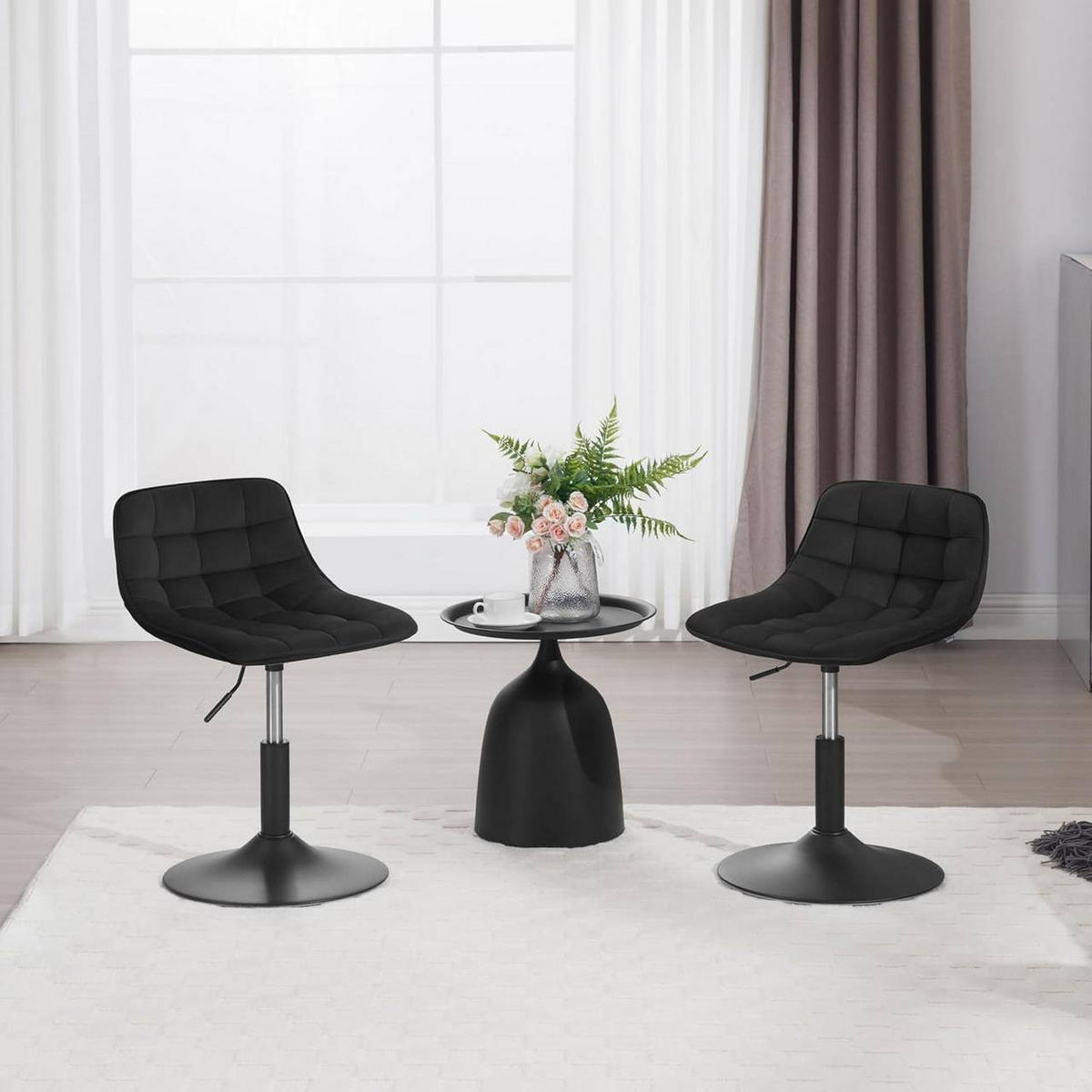 BARHOCKER Mehrzweck 360° Schwenken Samt, Schwarz - Schwarz, Textil/Metall (42.5/72/45cm) - Woltu