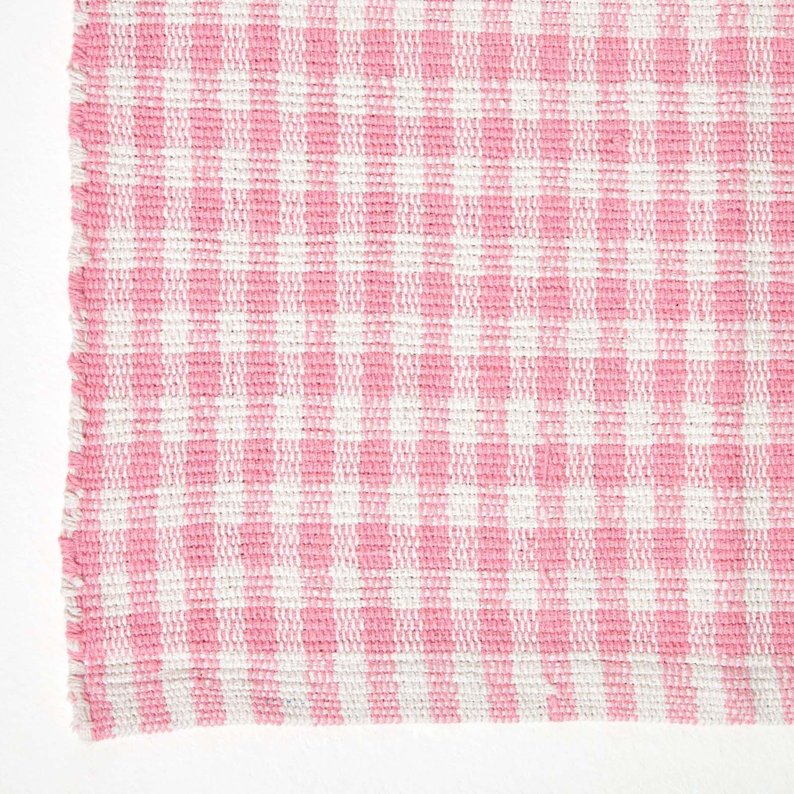 TEPPICHLÄUFER Vichy-Karo Baumwolle 66/200 cm - Rosa, Textil (66/200cm) - Homescapes