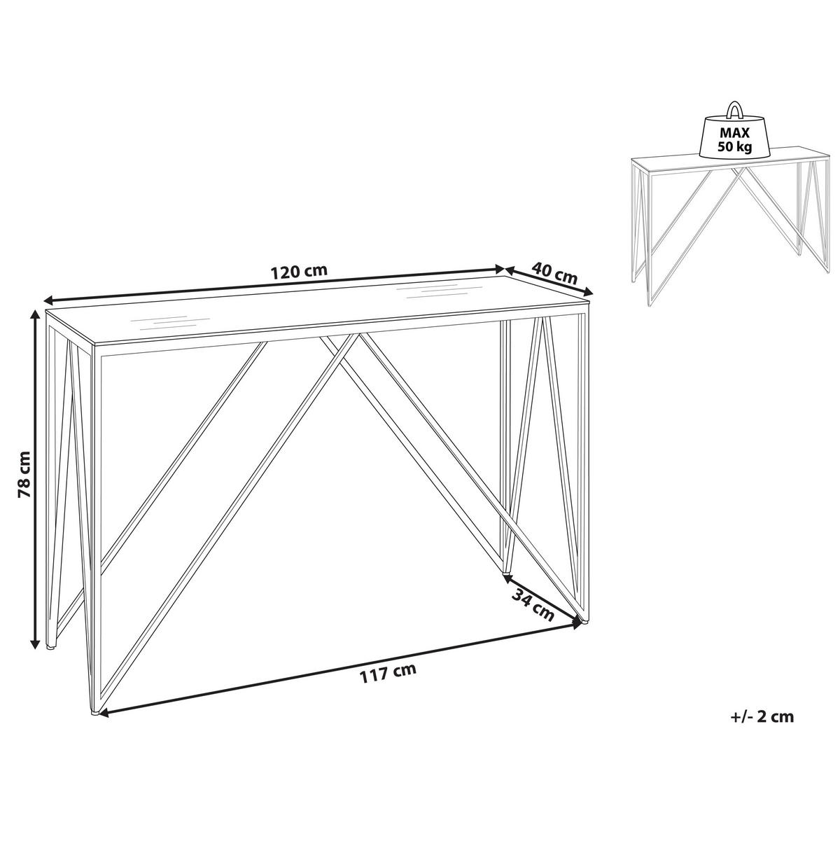 KONSOLENTISCH Glas transparent/silber Weso - Transparent/Silberfarben, Glas (40/120/78cm) - Beliani