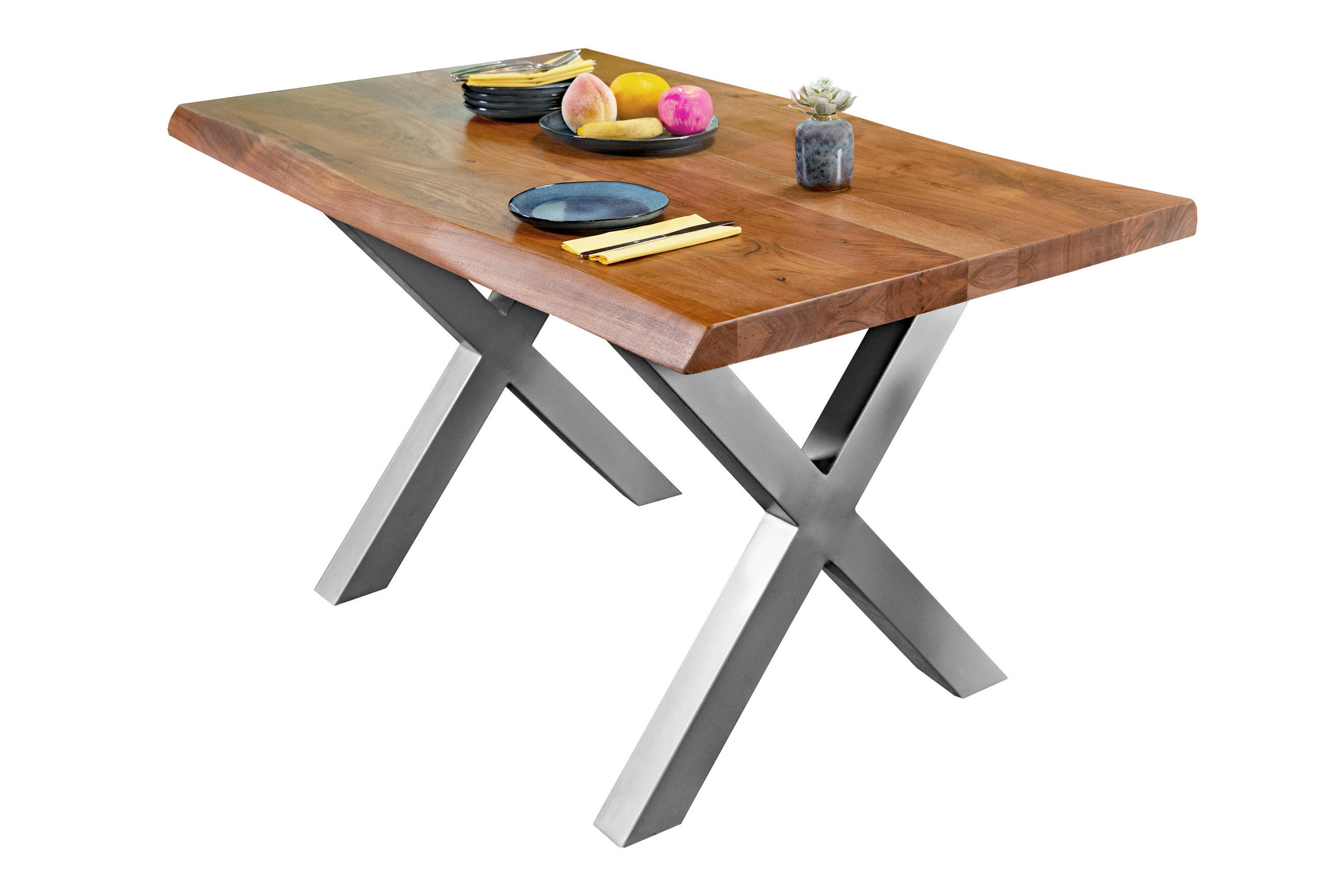 ESSTISCH CALI - Silberfarben/Braun, Holz/Metall (85/160/77cm) - SAM