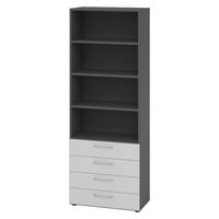 REGAL - 4 Schübe 42/80/215,6 cm in Graphitfarben/Grau - Graphitfarben/Grau, Holzwerkstoff (80/215.6/42cm) - bümö