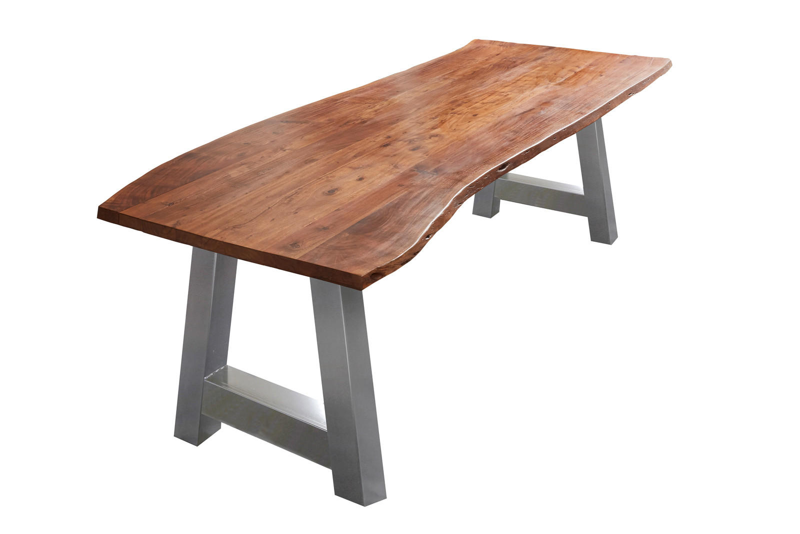 ESSTISCH ADELAIDE - Silberfarben/Braun, Holz/Metall (100/220/77cm) - SAM