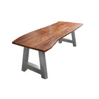 ESSTISCH ATHEN - Silberfarben/Braun, Holz/Metall (100/240/77cm) - SAM