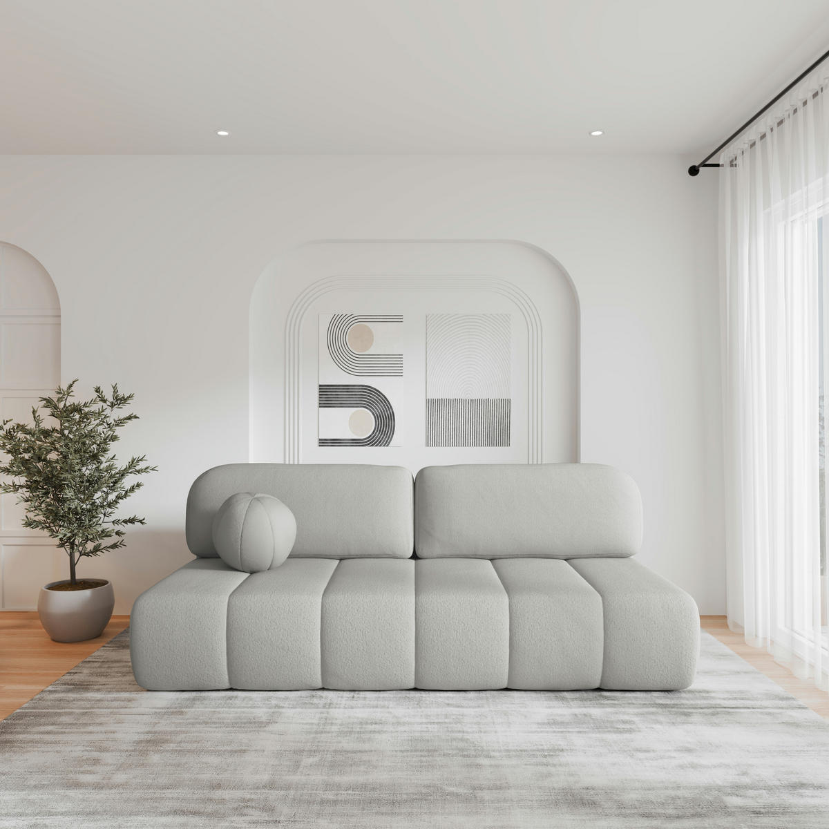 SCHLAFSOFA - Fluffy - Hellgrau (Anthology 15) - Hellgrau, Holz (210/88/104cm) - Möblo