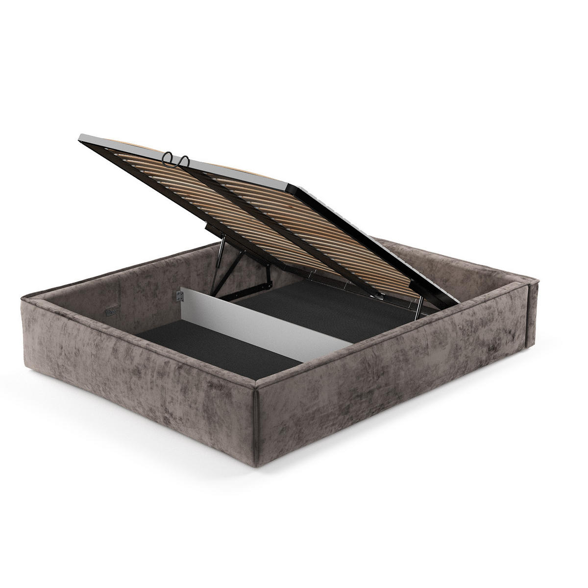 POLSTERBETT Alvar Braun 120/200 cm im Chenille-Stoff - Schwarz/Naturfarben, Holz/Holzwerkstoff (120/200cm) - Maison de Reve