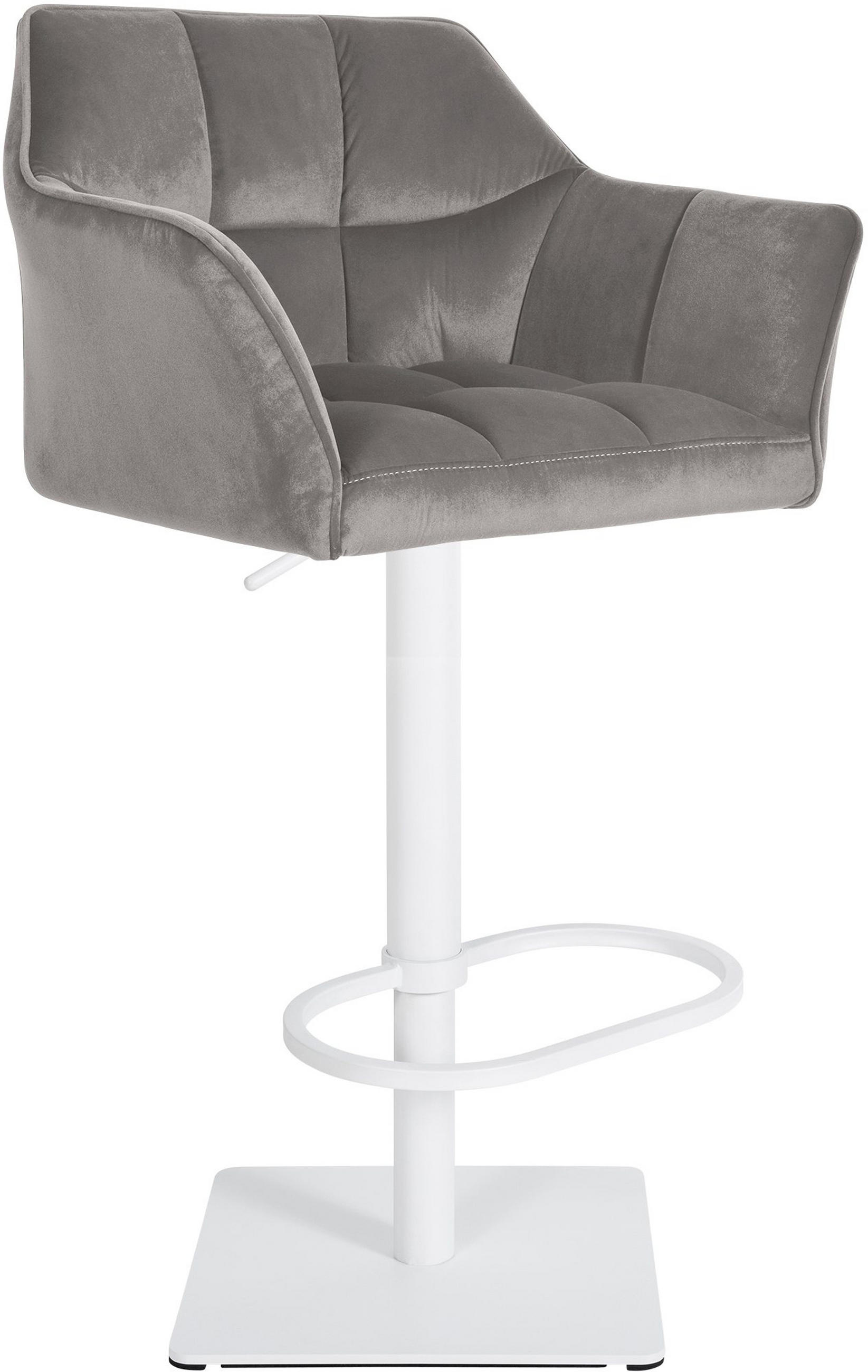 BARHOCKER Damaskus W Samt grau - Weiß/Grau, Textil/Metall (64/110/48cm) - TPFLiving