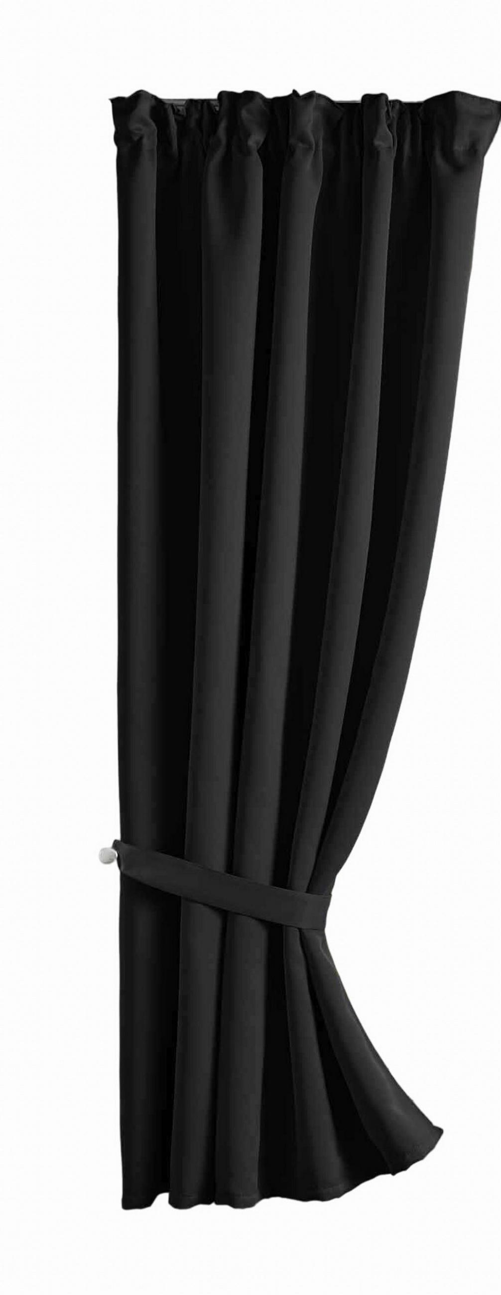 Gardinenbox Vorhang Schwarz 140x160 cm
