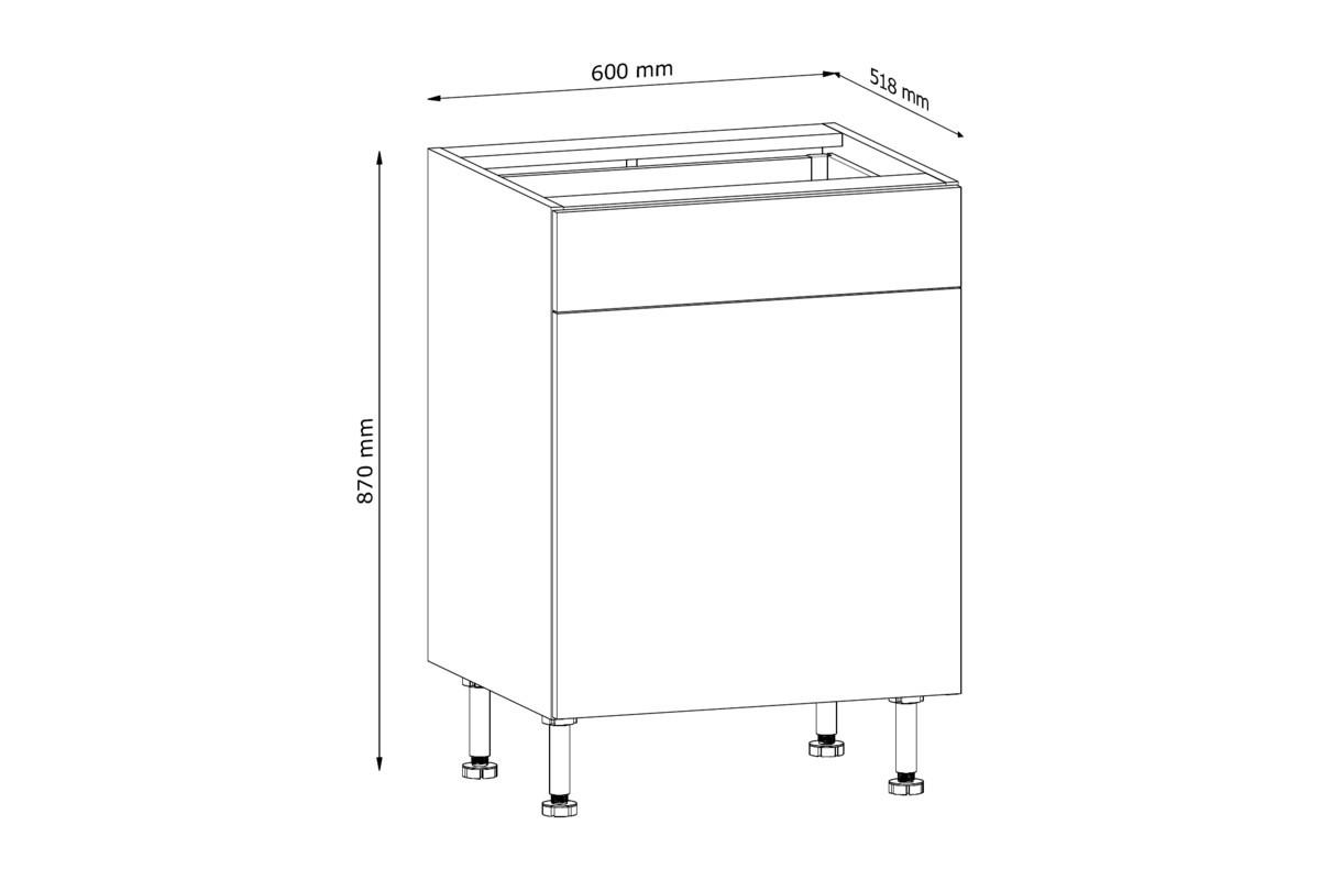 UNTERSCHRANK D60S1 P/L AX – Sorento Dunkle Eiche – Dunkle Eiche - Dunkelbraun, Holzwerkstoff (60/87/52cm) - ROYAL24_MARKT