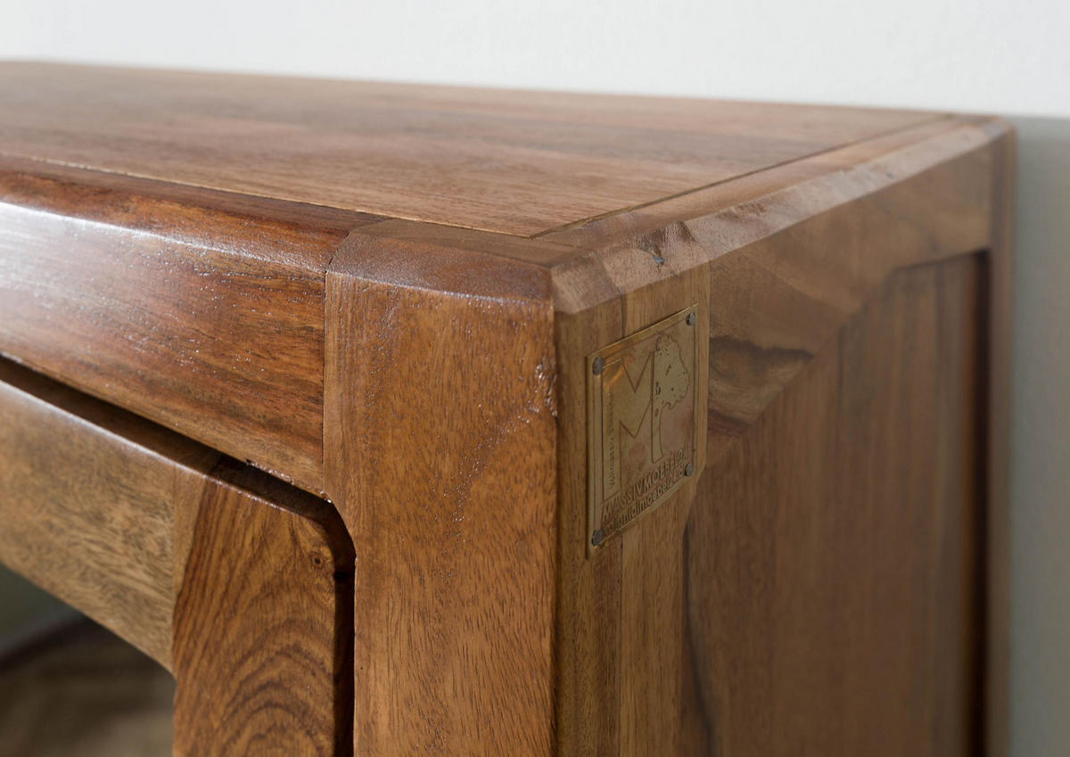 VITRINE Sheesham 100x45x200 braun lackiert ANCONA #135 - Braun, Holz (100/200/45cm) - Massivmoebel24
