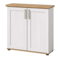 KOMMODE weiß Lärche, Eiche Artisan 84 cm, Highboard Landhaus Stil - Silberfarben/Schwarz, Holzwerkstoff/Kunststoff (84/88/37cm) - Inn.Furn