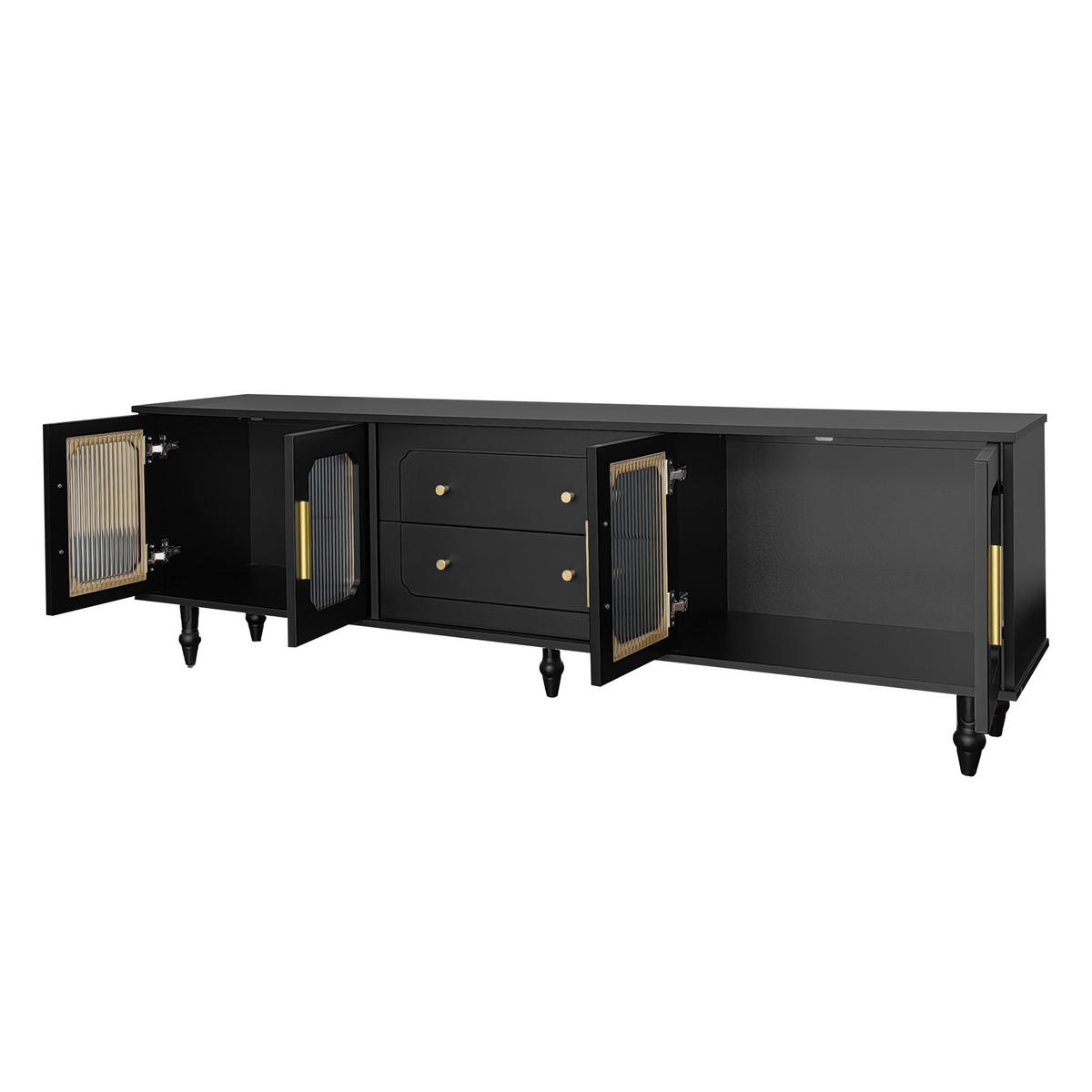 TV-BOARD Schwarz 175/38/55.5 cm - Schwarz, Holzwerkstoff (175/55.5/38cm) - PANGIVO