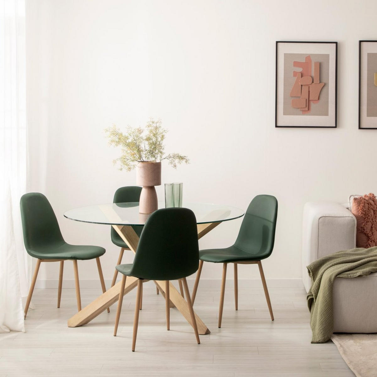 ESSZIMMERSTUHL Elia Grün 44 cm x 84 cm - Grün, Leder (44/84/52cm) - Klast Home