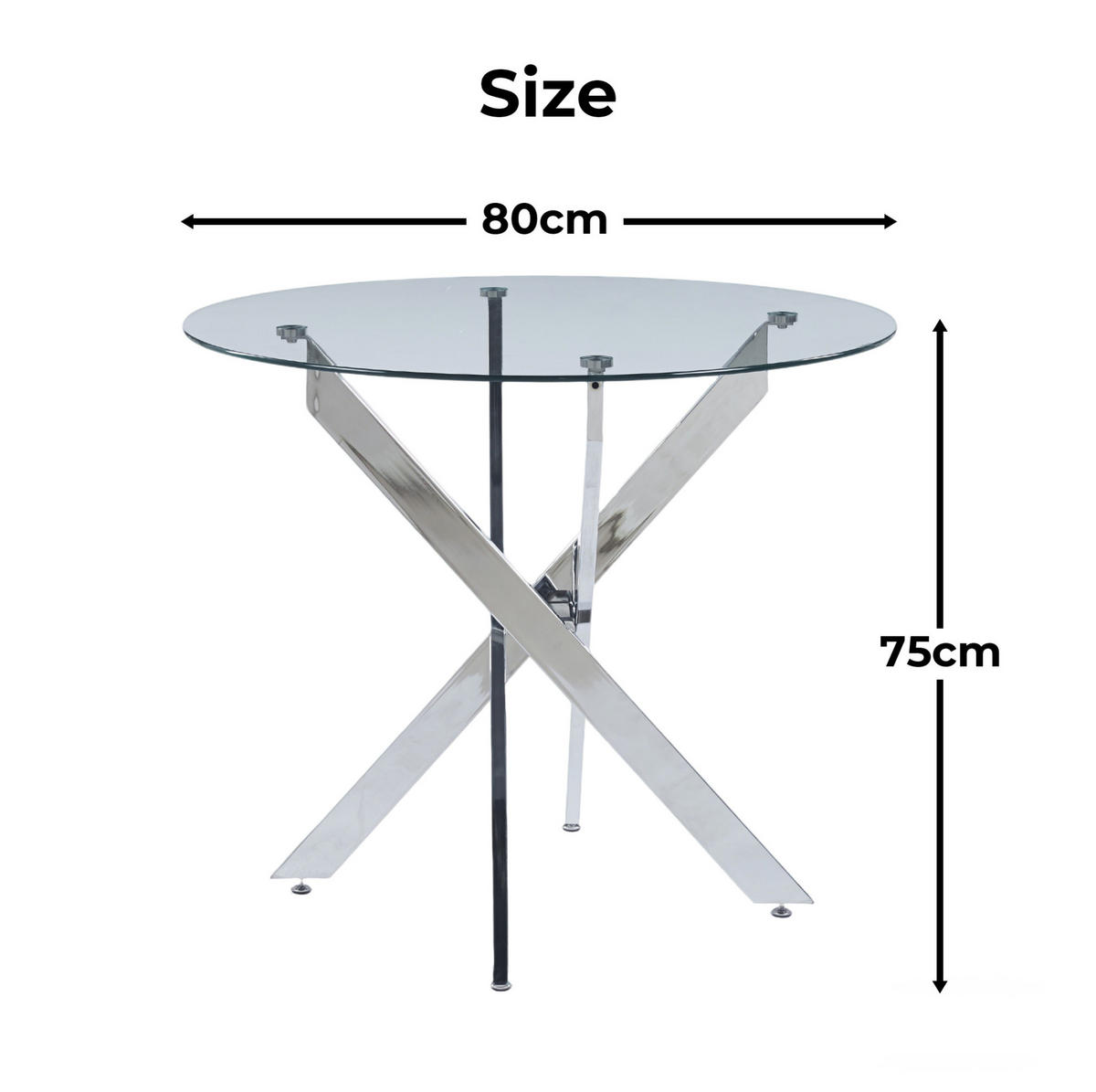 ESSTISCH aus Glas und Metall 80x80x75 cm Silber mit pflegeleichter Oberfläche und stabilem Kreuzgestell - Silberfarben, Metall (80/80/75cm) - Modfu
