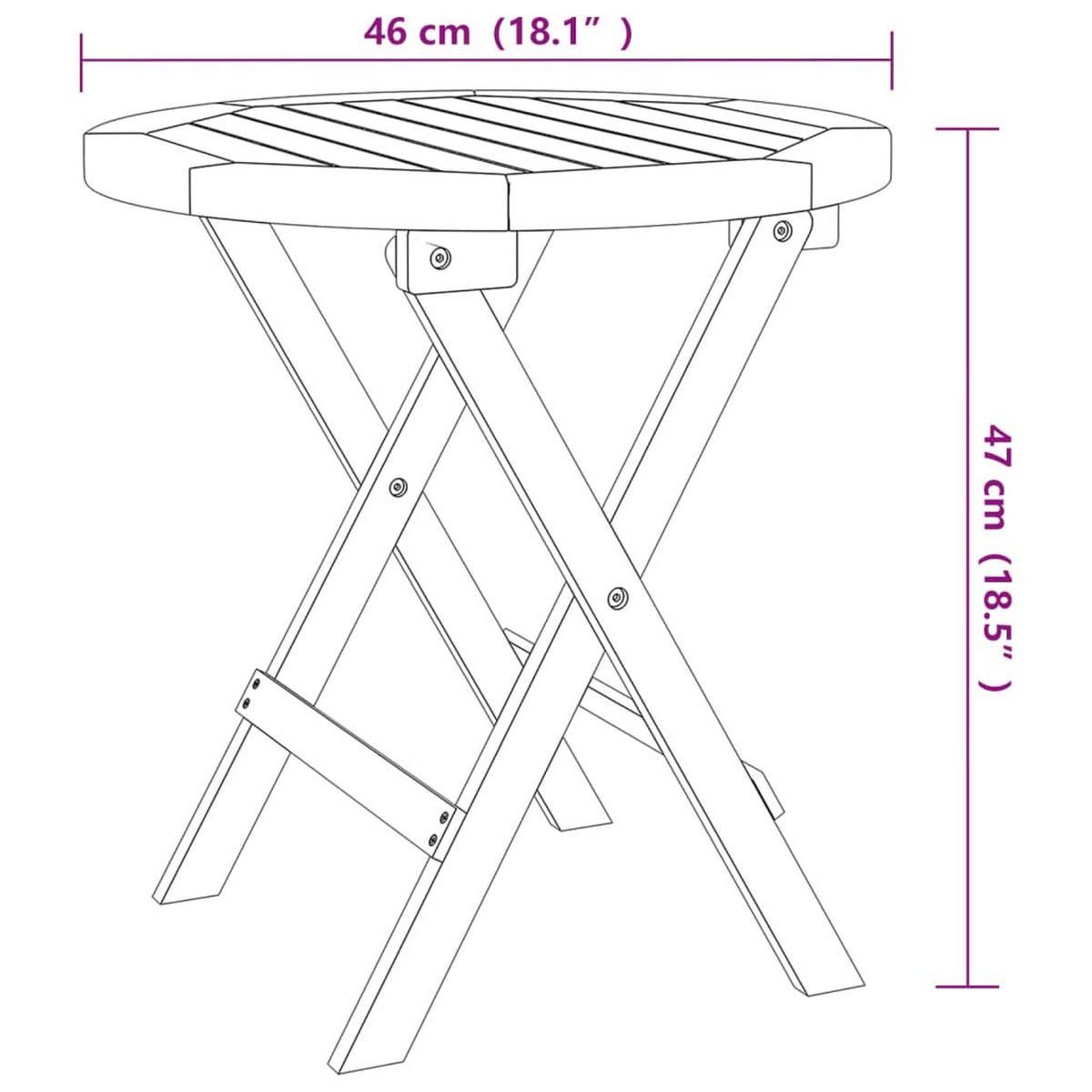 BISTROTISCH Ø46/47 Cm Massivholz Akazie - Braun, Holz (46/46/47cm) - vidaXL