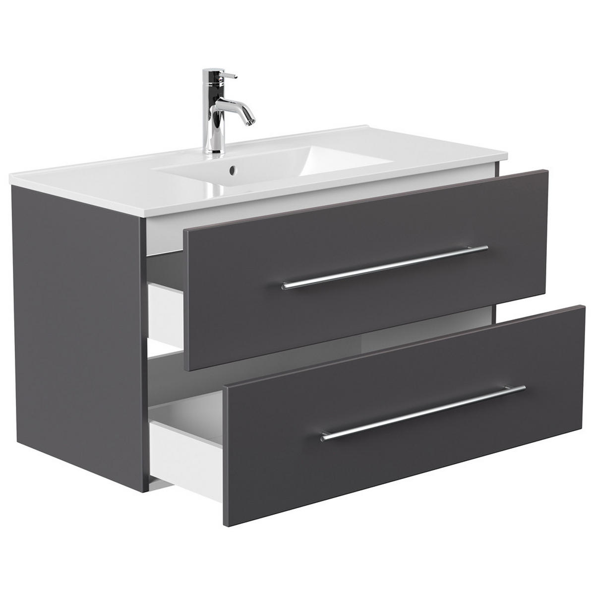 WASCHTISCH Hella-02 - Anthrazit, Holzwerkstoff (100/54/46cm) - Lomado
