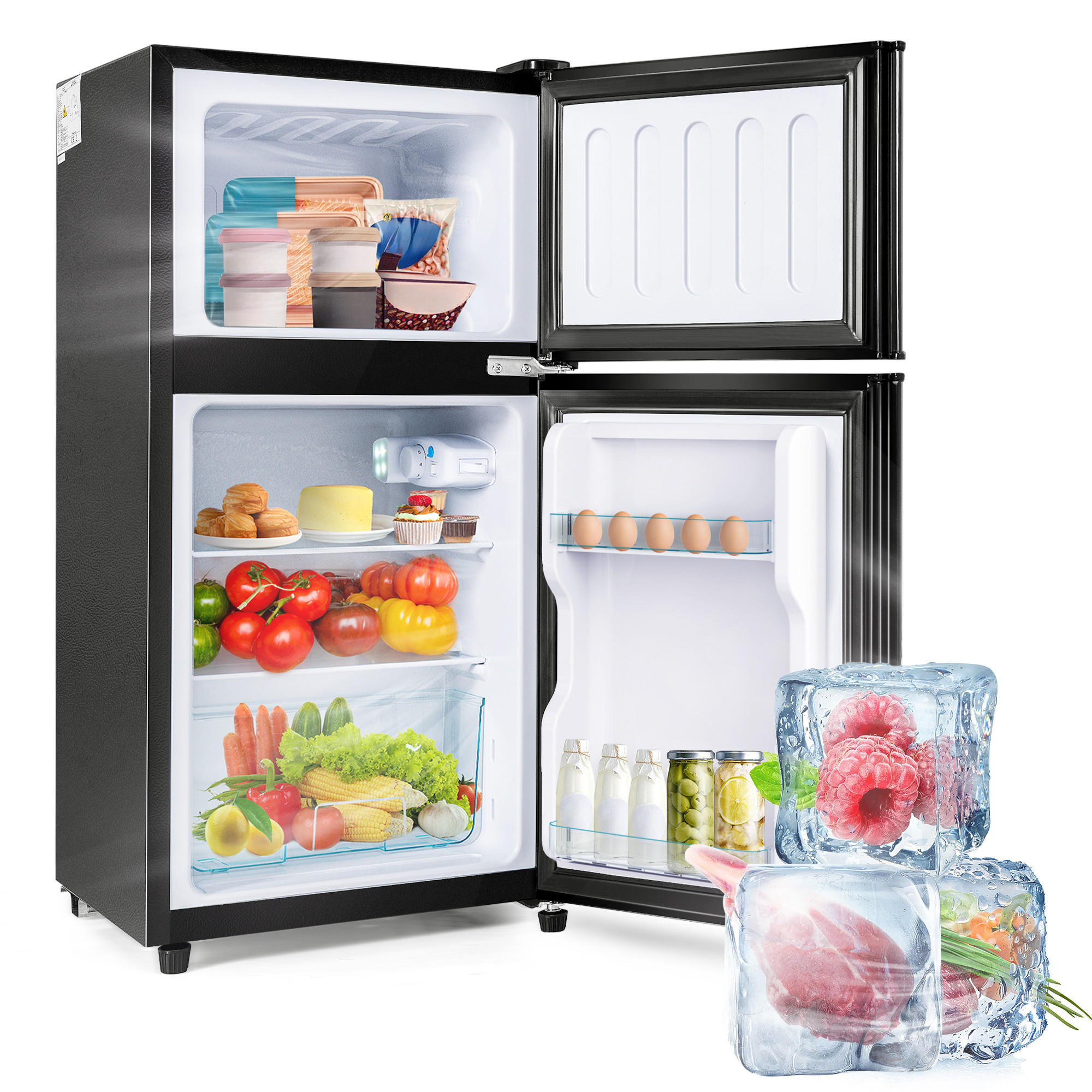 KÜHL-GEFRIER-KOMBINATION 60 l, 22 l Gefriervolumen, 45,5 x 86,8 cm, Energieeffizienzklasse E, Antikschwarz - Schwarz, Metall (45.5/86.8/42cm) - FOHERE