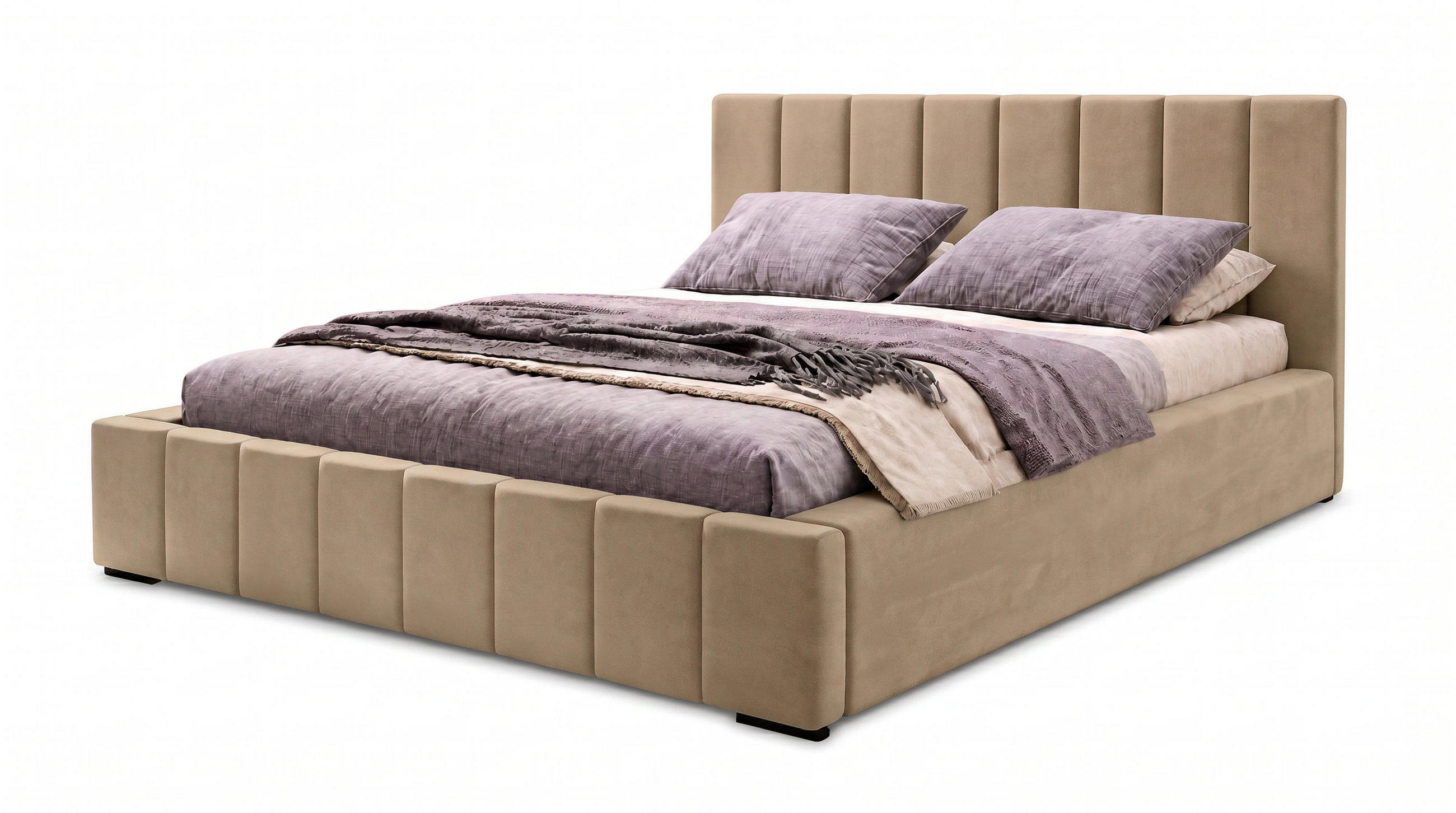 MARPUR Polsterbett NERO 160x200 cm mit Bettkasten und Lattenrost, Hellbraun - Chromfarben/Hellbraun, Holz/Holzwerkstoff (160/200cm) - Marpur