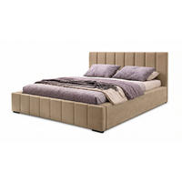 MARPUR Polsterbett NERO 180x200 cm mit Bettkasten und Lattenrost, Hellbraun - Chromfarben/Hellbraun, Holz/Holzwerkstoff (180/200cm) - Marpur