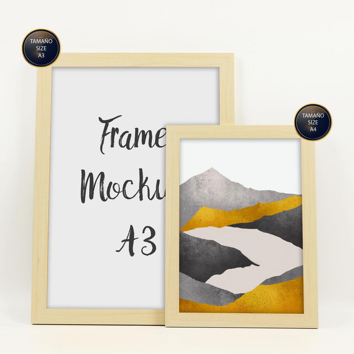POSTER Set Mit 6 Bergrahmen In Kulissen Abstracts Ästhetische Dekorative Gemälde Für Ihr Wohnzimmer Zuhause A3 & A4 Rahmen Aus Hellem Holz - Beige, Papier (29/3cm) - Nacnic