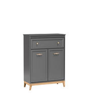 KOMMODE SUOLO 92/125,5/40,5cm mit 1 Schubladen 2 Türen Grau - Grau, Holzwerkstoff (92/125.5/40.5cm) - MASSENO