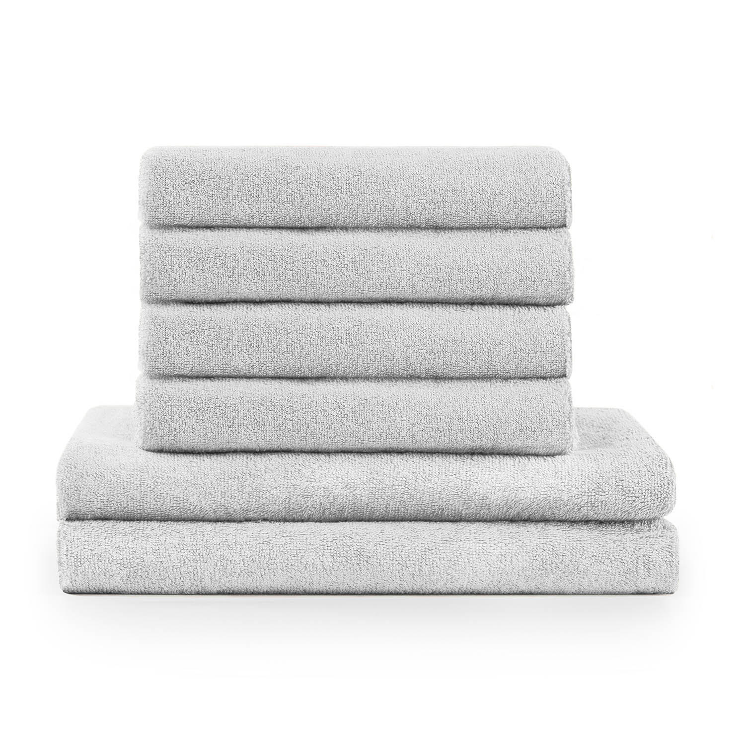 BADETUCH 6-teilig, 2x Badetuch 70/140 + 4x Handtuch 50/100 cm, Weiß - Weiß, Textil (70/140cm) - Blumtal