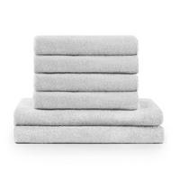 BADETUCH 6-teilig, 2x Badetuch 70/140 + 4x Handtuch 50/100 cm, Weiß - Weiß, Textil (70/140cm) - Blumtal