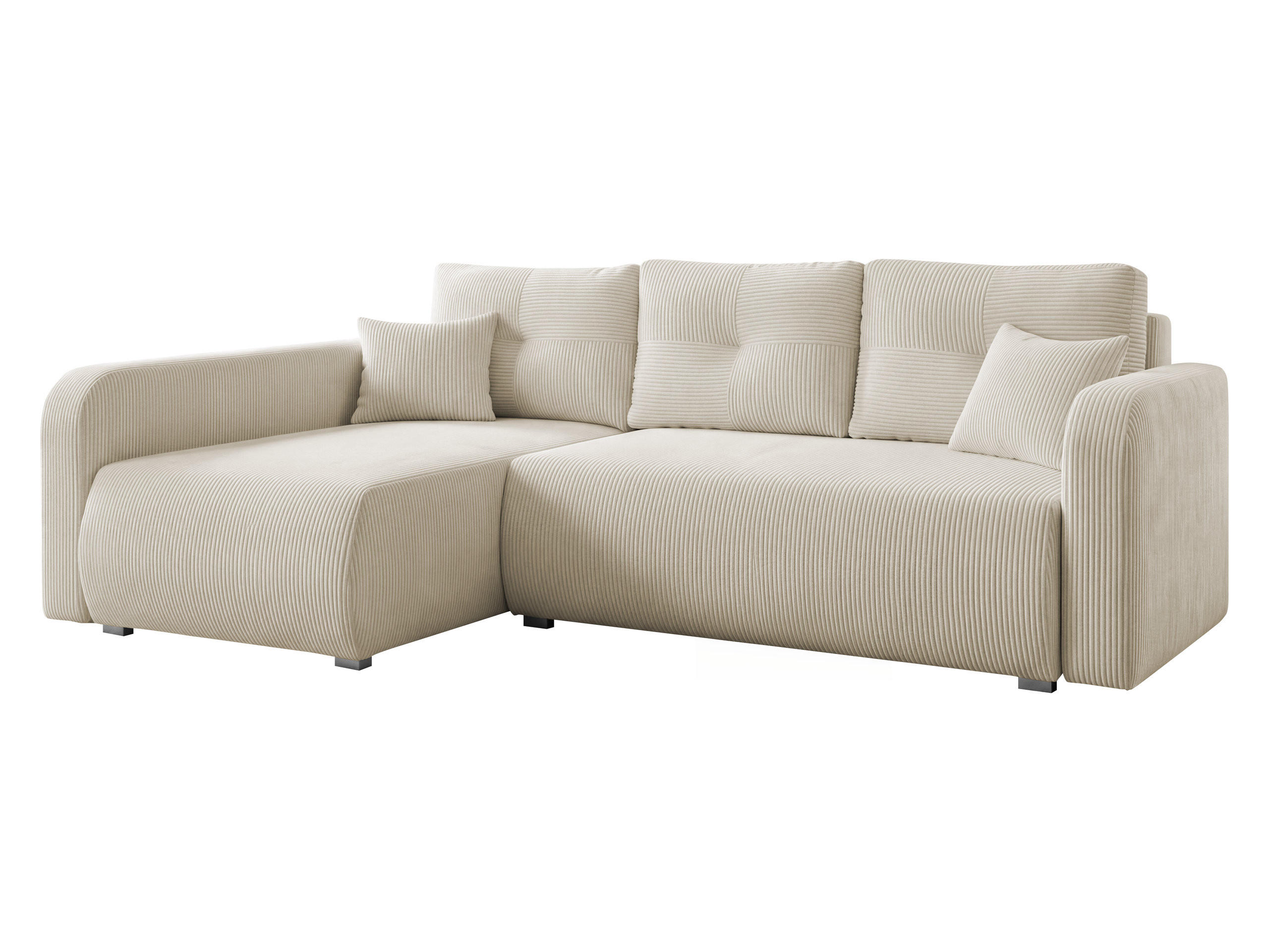 ECKSOFA Viena Cord, Seite: Links - Silberfarben/Naturfarben, Holz/Kunststoff (234/145cm) - MIRJAN24