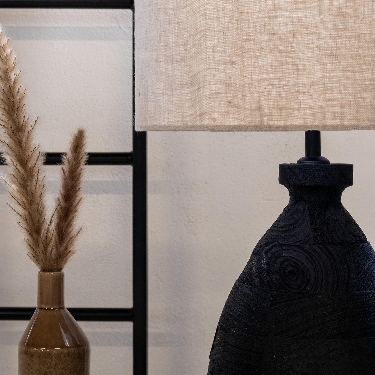 TISCHLAMPE aus Holz 35cm, schwarz - Schwarz, Holz (35/35/55cm) - Giga Meubel