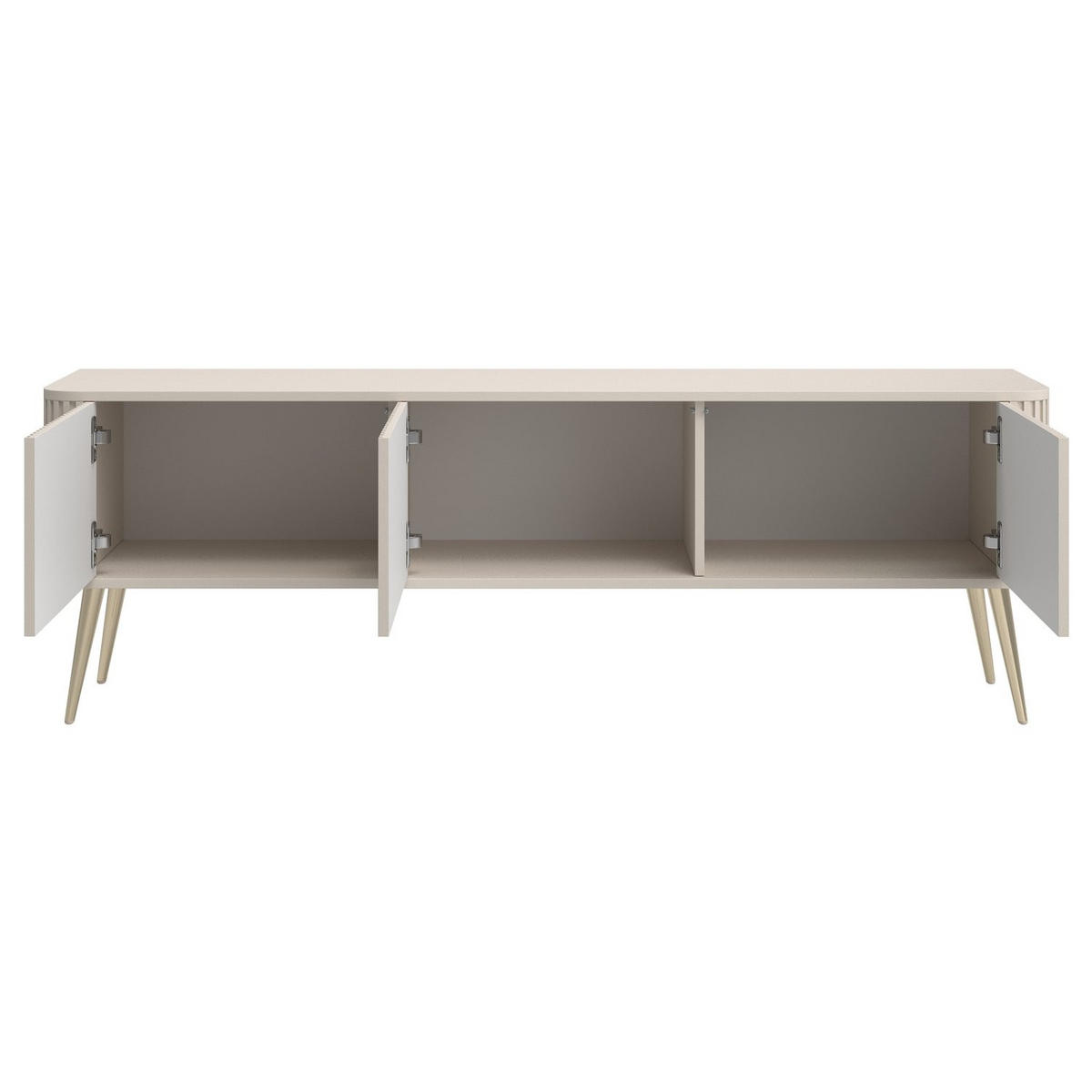 TV-LOWBOARD Ovarlo Greige mit goldenen Metallbeinen 163 cm - Taupe/Goldfarben, Holzwerkstoff/Metall (163.2/49.2/38cm) - Selsey