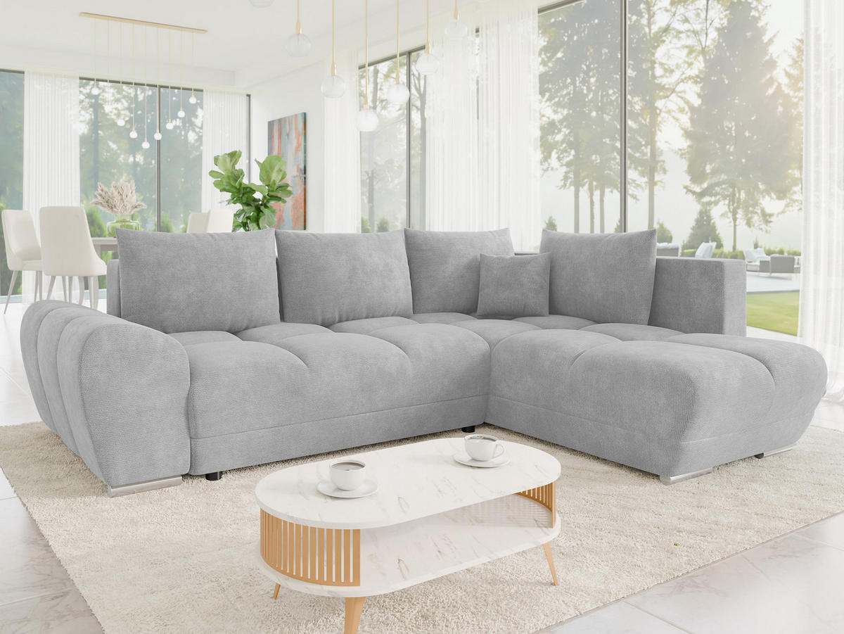 ECKSOFA Forest, Seite: Rechts - Silberfarben/Schwarz, Holz/Kunststoff (290/183cm) - MIRJAN24